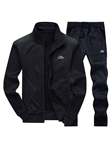 PASOK Herren Casual Trainingsanzug Langarm Full Zip Running Jogging Sweatsuit Athletic Sport Set - Schwarz - XX-Large PASOK Herren Casual Trainingsanzug Langarm Full Zip Running Jogging Sweatsuit Athletic Sport Set - Schwarz - XX-Large von PASOK