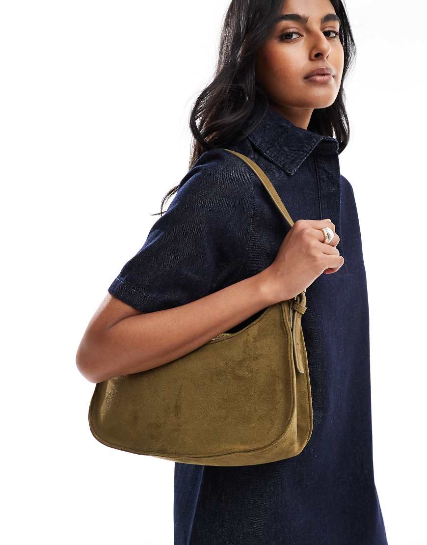 PASQ - Schultertasche aus Wildlederimitat in Dunkelgrün PASQ - Schultertasche aus Wildlederimitat in Dunkelgrün von PASQ Extras Limited – FOB - USD