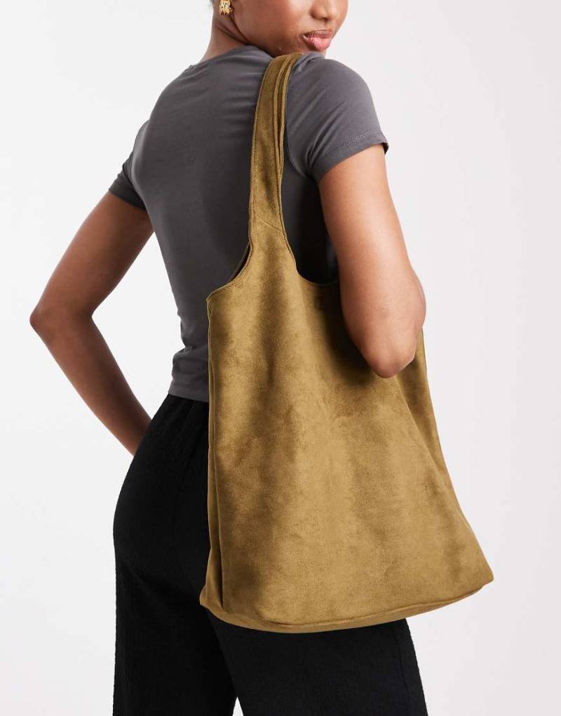 PASQ - Tragetasche in Dunkelgrün aus Wildlederimitat von PASQ