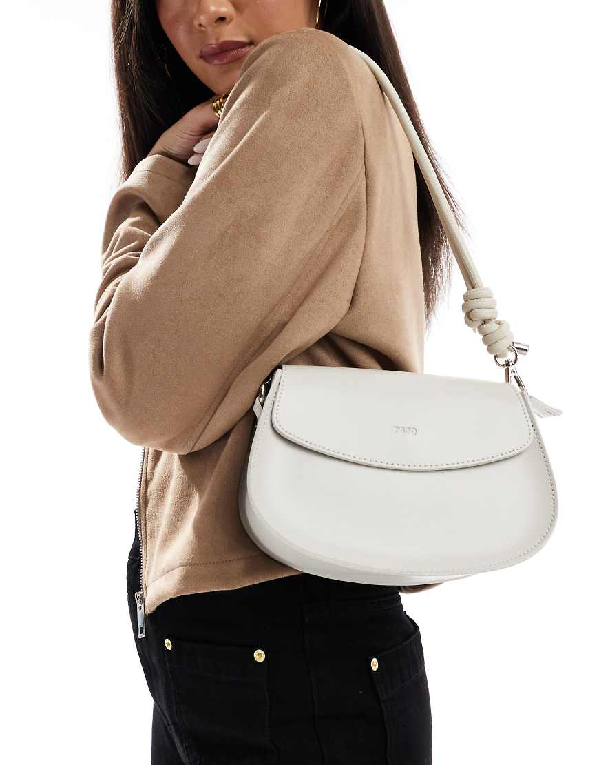 PASQ - Sattel-Schultertasche aus Veloursleder in Stein mit Knotendetail-Neutral PASQ - Sattel-Schultertasche aus Veloursleder in Stein mit Knotendetail-Neutral von PASQ