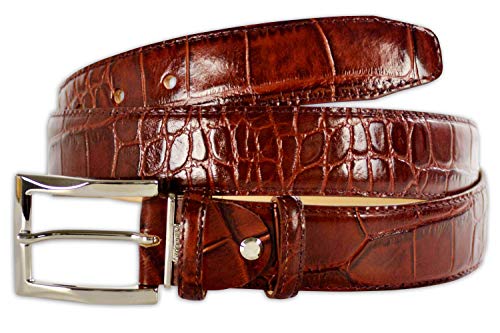 PASQUALE CUTARELLI Italienischer Ledergürtel mit Krokodilmuster Burgunder X-Groß 110 Zentimeter von PASQUALE CUTARELLI