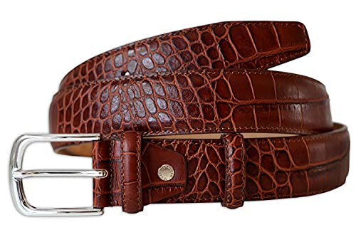 PASQUALE CUTARELLI Italienischer Ledergürtel mit Krokodilmuster Cognac X-Groß 110 Zentimeter von PASQUALE CUTARELLI