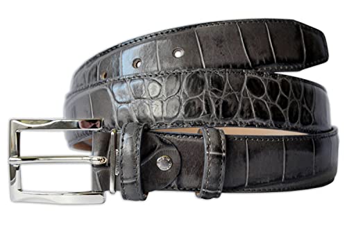PASQUALE CUTARELLI Italienischer Ledergürtel mit Krokodilmuster Dunkelgrau X-Groß 110 Zentimeter von PASQUALE CUTARELLI