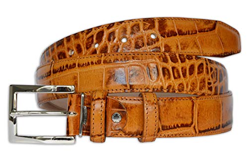 PASQUALE CUTARELLI Italienischer Ledergürtel mit Krokodilmuster Gelbbraun Mittel 95 Zentimeter von PASQUALE CUTARELLI