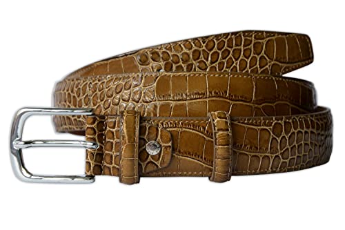 PASQUALE CUTARELLI Italienischer Ledergürtel mit Krokodilmuster Taupe X-Groß 110 Zentimeter von PASQUALE CUTARELLI