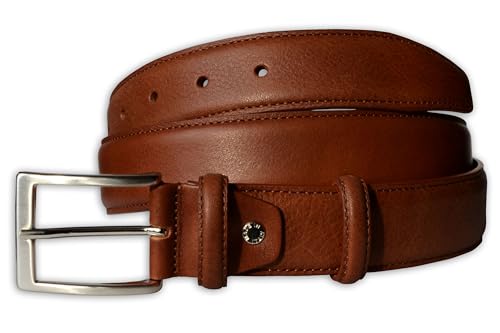 PASQUALE CUTARELLI Mens Plain Smooth Italian Leather Belt Cognac 100cm von PASQUALE CUTARELLI