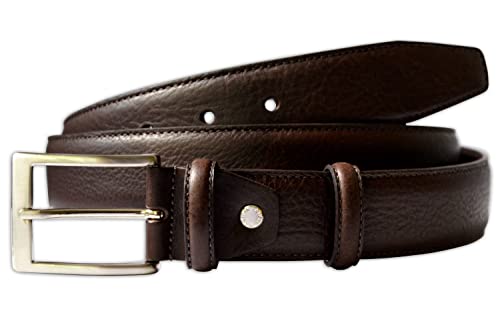 PASQUALE CUTARELLI Mens Plain Smooth Italian Leather Belt Dark Brown 100cm von PASQUALE CUTARELLI