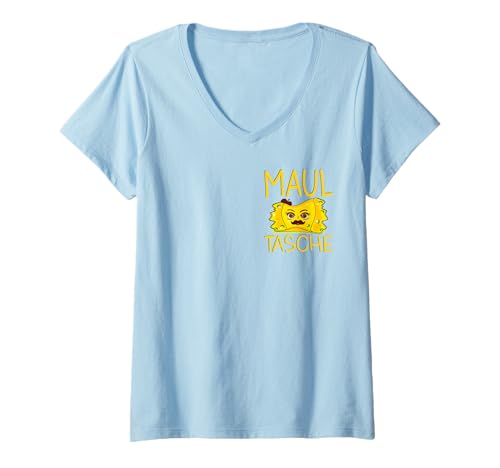 Damen MAULTASCHEN Papa Schnurrbart BART T-Shirt mit V-Ausschnitt von PASTA FOOD RECIPE COLLECTION