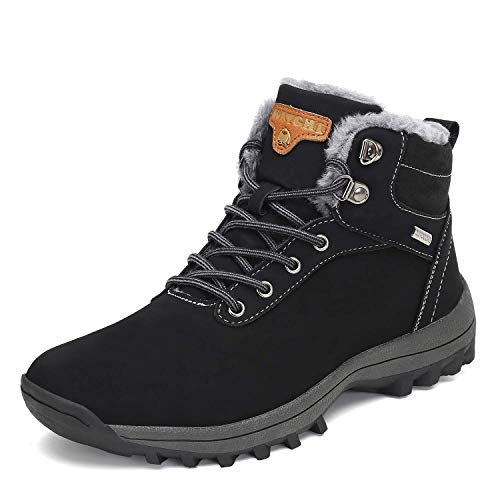 PASTAZA Warme Winterschuhe Herren Damen Winterstiefel Outdoor Winterboots Gefüttert Schneestiefel Schwarz 43 von PASTAZA