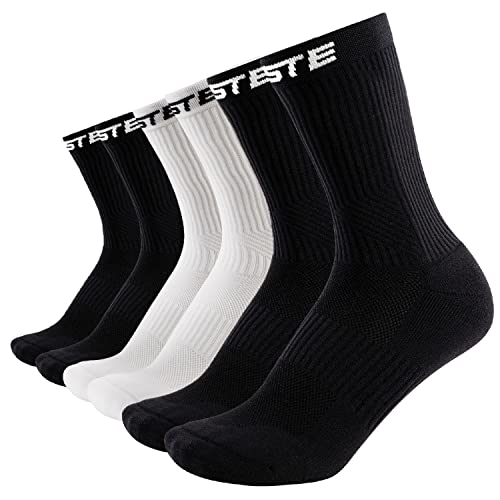 PASTE ® 3 Paar Performance Fußball Socken Schwarz/Weiß (Gr. 39-41) - Fussball-Socken Damen & Herren - Anti-Rutsch Fußballsocken - Sport-Socken atmungsaktiv - Football Grip Socks für Männer & Frauen von PASTE