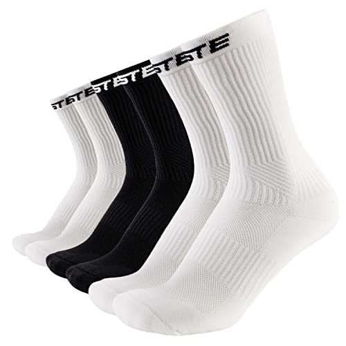 PASTE ® 3 Paar Performance Fußball Socken Weiß/Schwarz (Gr. 42-44) - Fussball-Socken Damen & Herren - Anti-Rutsch Fußballsocken - Sport-Socken atmungsaktiv - Football Grip Socks für Männer & Frauen von PASTE