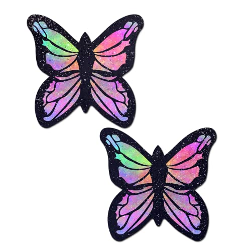 PASTEASE Brustwarzenabdeckung Pasties – Monarch: Glitzer Pastell Regenbogen Schmetterling – Festival Rave EDM Party oder Club Ästhetisches Outfit Zubehör, Glitzer, Pastellfarben, PASTEASE Brustwarzenabdeckung Pasties – Monarch: Glitzer Pastell Regenbogen Schmetterling – Festival Rave EDM Party oder Club Ästhetisches Outfit Zubehör, Glitzer, Pastellfarben, von PASTEASE