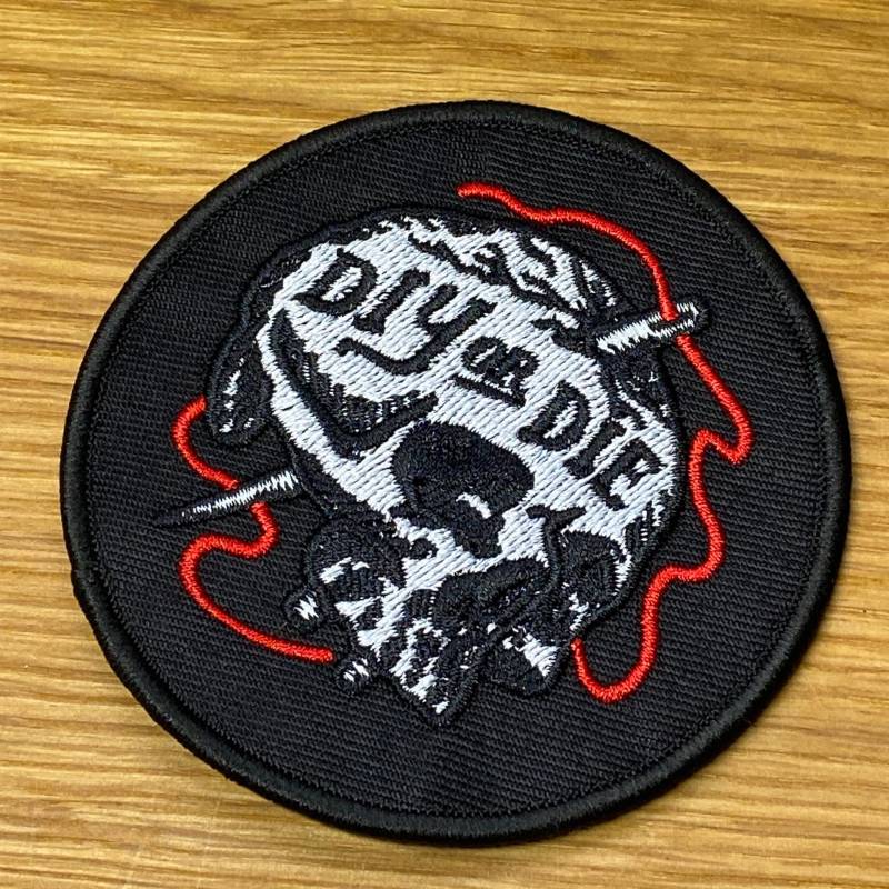 Diy Or Die - Aufbügel Patch Mit Skull Und Nadel Durchmesser Ca. 8cm Schwarz Aufnäher Basteln Stricken Handmade von PATCHERIA