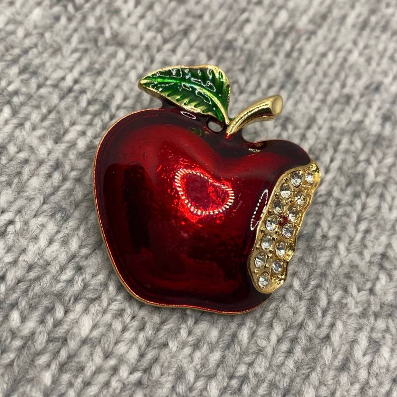 Emaille Apfel Brosche - 3 X cm Anstecker Mit Glitzersteinen Lehrer Geschenk Sommer Obst Wassermelone Schmuck Einschulung Revers von PATCHERIA