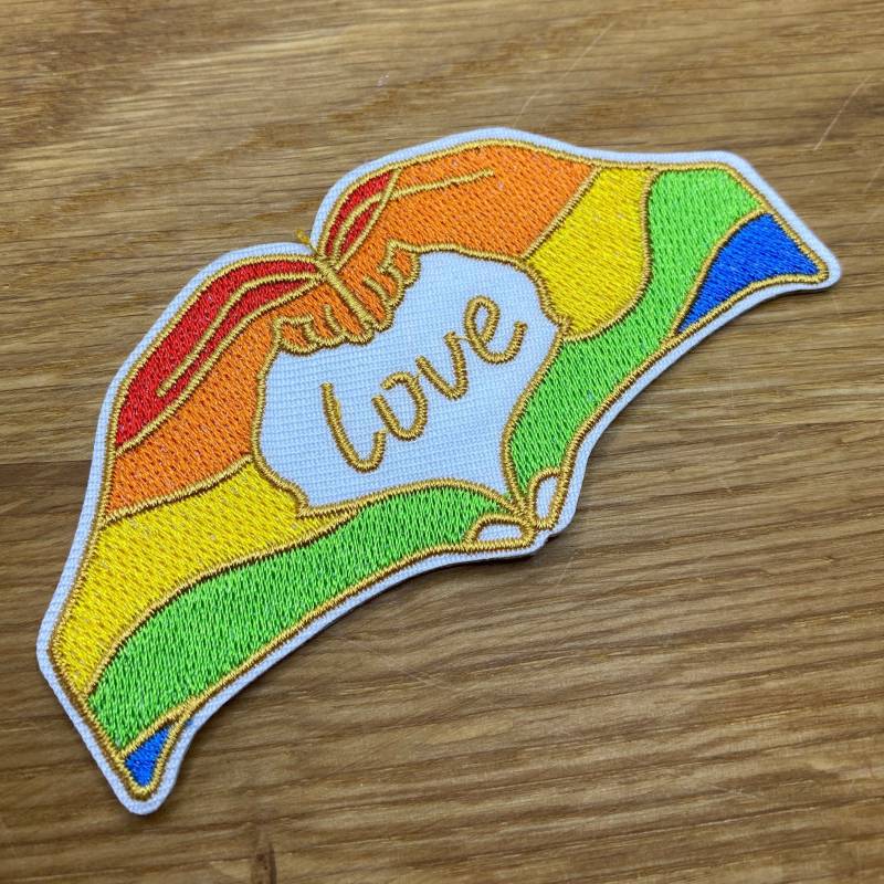 Regenbogen Hände Mit Herz Patch - 9 X 4, 5cm Zum Aufbügeln Lgbtq Backpacking Bunt Toleranz Frieden Gay Pride Symbol von PATCHERIA
