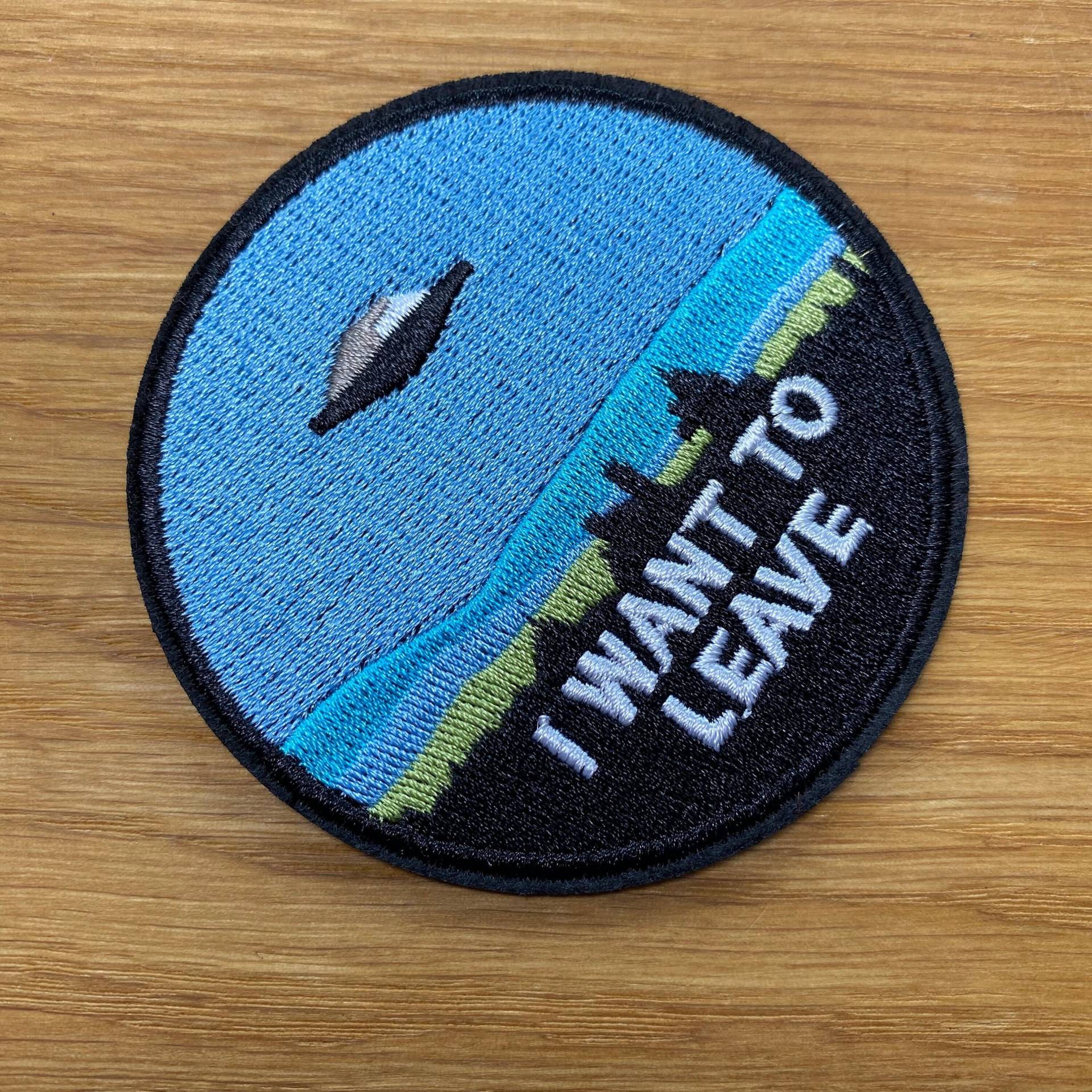 Rundes "I Want To Leave" Ufo Patch Zum Aufbügeln Ca. 7, 5cm - Alien Raumschiff Aufnäher Flicken Bügelbild Paranormal Verschwörung Rundes "I Want To Leave" Ufo Patch Zum Aufbügeln Ca. 7, 5cm - Alien Raumschiff Aufnäher Flicken Bügelbild Paranormal Verschwörung von PATCHERIA