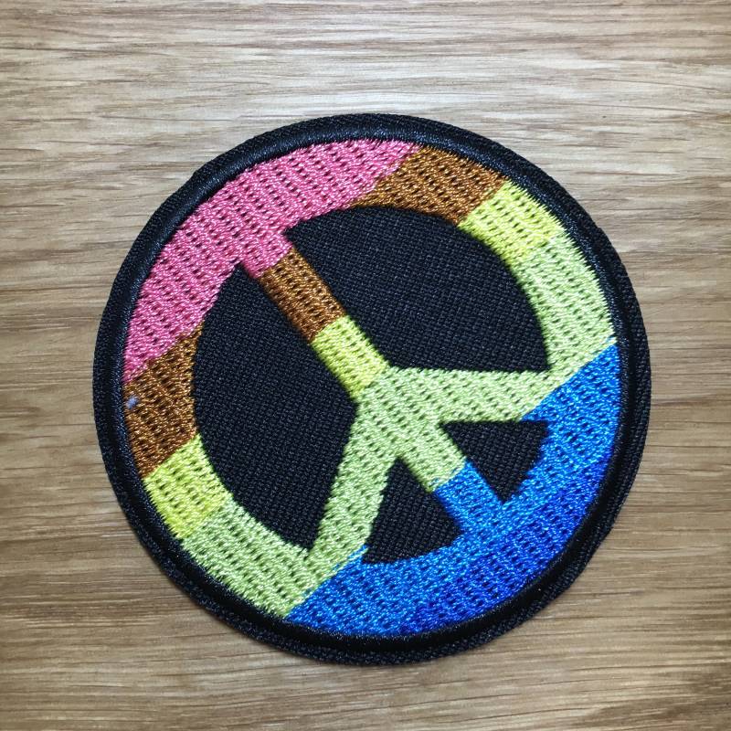 Rundes Regenbogen Peace Patch 6, 5cm Durchmesser Zum Aufbügeln - Backpacking Bunt Toleranz Frieden von PATCHERIA