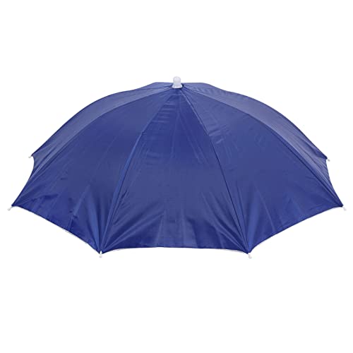 PATIKIL 1 Stück Regenschirm Hut 27.2" Außendurchm. Oxford Stoff Faltende Einlagige Sonnen Regenkappe mit Kopf Streifen für Outdoor Wanderangeln Dunkel Blau von PATIKIL