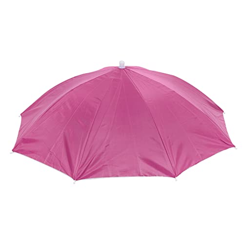 PATIKIL 1 Stück Regenschirm Hut 27.2" Außendurchm. Oxford Stoff Faltende Einlagige Sonnen Regenkappe mit Kopf Streifen für Outdoor Wanderangeln Rosa von PATIKIL