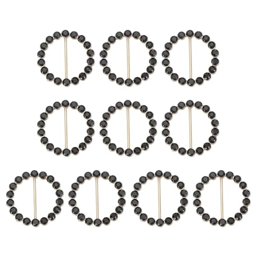 PATIKIL 10 Stück Seidenschalring Clip Bling Strass T-Shirt Clips Krawatte Taille Geknotete Schnallen Metallkreis Schnallen für Damen Mode Schals Hut Dekor Wickelhalter, Schwarz von PATIKIL