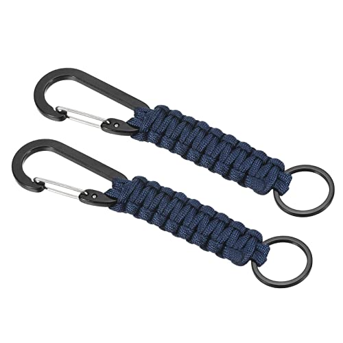 PATIKIL 2 Packung Paracord Schlüsselanhänger, Geflochten Lanyard D Ringe Schlüsselclip Blau Ledergürtel Überlebend Schlüsselanhänger für Männer, Frauen, Schlüssel von PATIKIL