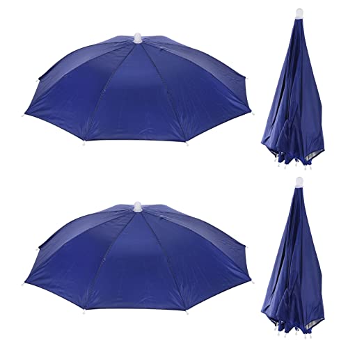 PATIKIL 20" 4Pack Angeln Regenschirm Hut Elastisch Faltbare Sonne Regen Kappe Kopf Regenschirm Hände Kostenlos Für Draußen Angeln Camping Dunkel Blau von PATIKIL