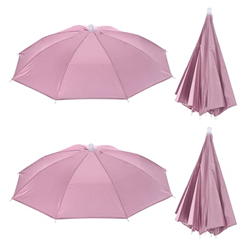 PATIKIL 20" 4Pack Angeln Regenschirm Hut Elastisch Faltbare Sonne Regen Kappe Kopf Regenschirm Hände Kostenlos Für Draußen Angeln Camping Rosa von PATIKIL