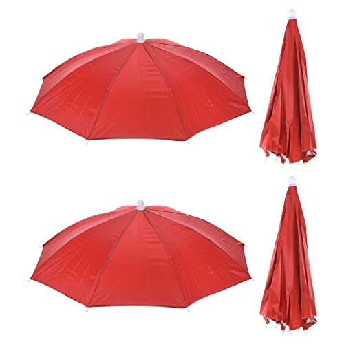 PATIKIL 20" 4Pack Angeln Regenschirm Hut Elastisch Faltbare Sonne Regen Kappe Kopf Regenschirm Hände Kostenlos Für Draußen Angeln Camping Rot von PATIKIL