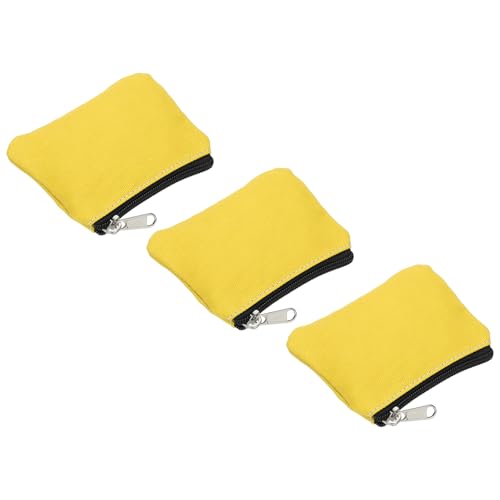 PATIKIL 3,5" x 4,7" Münzbeutel, 3er-Pack Geldbörsen Kleine Organizer-Taschen mit Reißverschluss aus Canvas für Zuhause, Gelb von PATIKIL