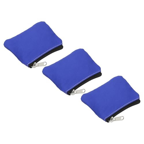 PATIKIL 3,5" x 4,7" Münzbeutel, 3er-Pack Wechselgeldbeutel Kleine Organizer-Taschen mit Reißverschluss aus Canvas für Zuhause, Blau von PATIKIL