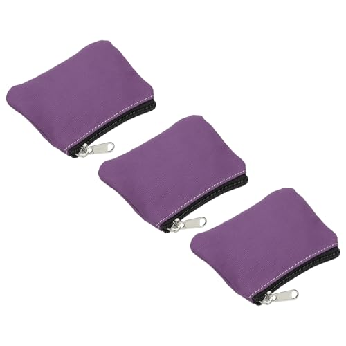 PATIKIL 3,5" x 4,7" Münzbeutel, 3er-Pack Wechselgeldbeutel Kleine Organizer-Taschen mit Reißverschluss aus Canvas für Zuhause, Lila von PATIKIL