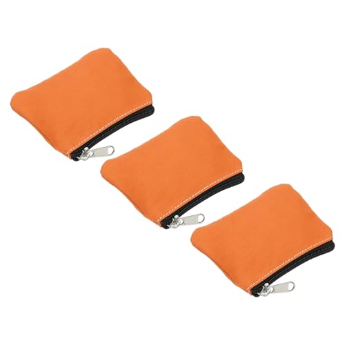 PATIKIL 3,5" x 4,7" Münzbeutel, 3er-Pack Wechselgeldbeutel Kleine Organizer-Taschen mit Reißverschluss aus Canvas für Zuhause, Orange von PATIKIL
