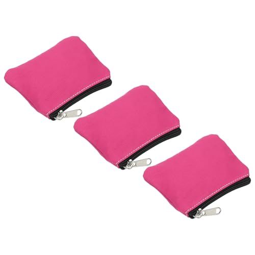 PATIKIL 3,5" x 4,7" Münzbeutel, 3er-Pack Wechselgeldbeutel Kleine Organizer-Taschen mit Reißverschluss aus Canvas für Zuhause, Rosarot von PATIKIL