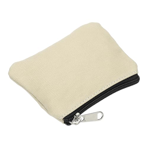 PATIKIL 3" x 5" Münzbeutel, Wechselgeldbörsen Kleine Organizer-Taschen mit Reißverschluss aus Canvas für Zuhause, Beige von PATIKIL