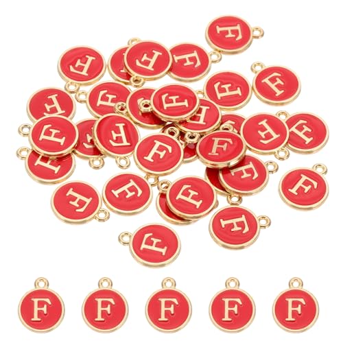 PATIKIL 30 Stück Buchstaben Anhänger, charm Buchstaben F Doppelseitiger Alphabet Charme für Armband DIY Schmuckherstellung Halskette Ohrring, Rot von PATIKIL