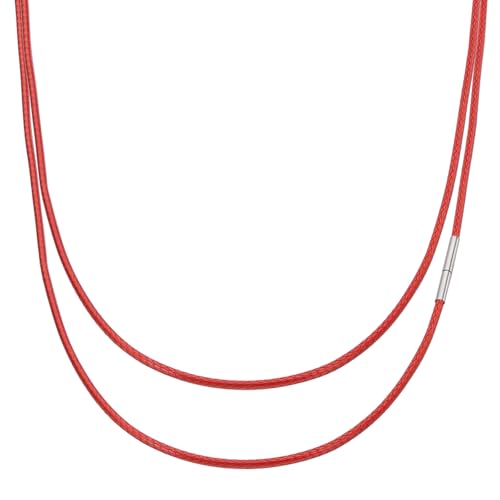 PATIKIL 45 mm Lederband für Ketten Lederhalskette, 2 mm Lederband Lederkette Lederhalsband aus Wachsseil mit Edelstahlverschluss für Männer Frauen DIY Geschenk, Rot/Silber PATIKIL 45 mm Lederband für Ketten Lederhalskette, 2 mm Lederband Lederkette Lederhalsband aus Wachsseil mit Edelstahlverschluss für Männer Frauen DIY Geschenk, Rot/Silber von PATIKIL