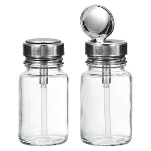 PATIKIL Alkoholspenderflasche, 100 ml, 2 Stück, rund, Edelstahl, Klappdeckel, Pumpspenderflasche mit Kunststoffrohr für Nagellack-Make-up-Entferner von PATIKIL