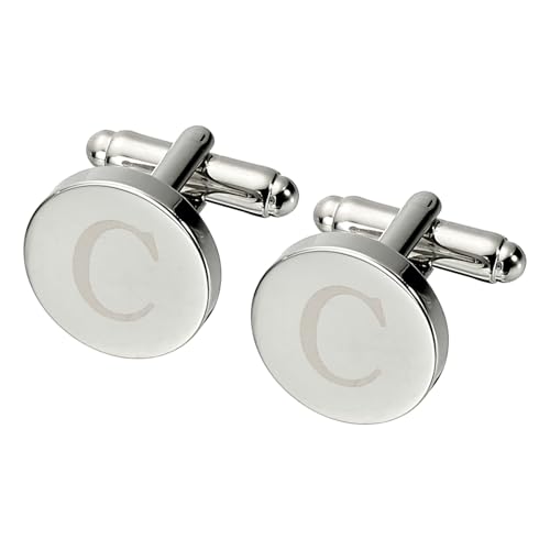 PATIKIL Anfängliche Manschettenknöpfe, Alphabet Buchstabe C Kupfer Runde Herren Manschettenknöpfe 26 Buchstaben A-Z für Männer Vater Ehemann Hochzeiten Geschenk Geschäft Geburtstag, Silber von PATIKIL
