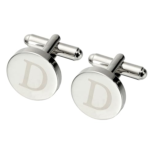 PATIKIL Anfängliche Manschettenknöpfe, Alphabet Buchstabe D Kupfer Runde Herren Manschettenknöpfe 26 Buchstaben A-Z für Männer Vater Ehemann Hochzeiten Geschenk Geschäft Geburtstag, Silber von PATIKIL