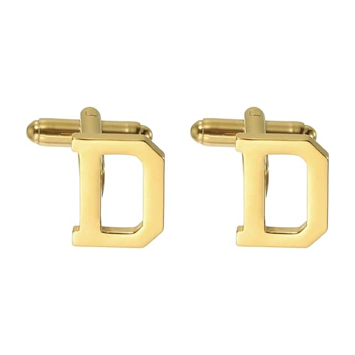 PATIKIL Anfängliche Manschettenknöpfe, Alphabet Buchstabe D Manschettenknöpfe 26 Buchstaben A-Z mit Box für Männer Vater Ehemann Hochzeiten Geschenk Geschäft Geburtstag, Goldton von PATIKIL