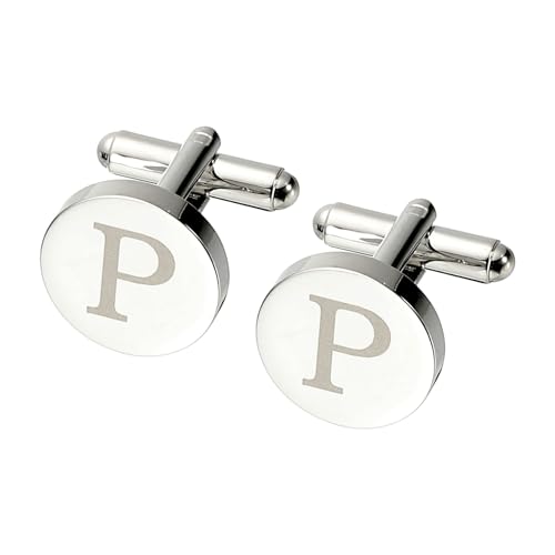 PATIKIL Anfängliche Manschettenknöpfe, Alphabet Buchstabe P Kupfer Runde Herren Manschettenknöpfe 26 Buchstaben A-Z für Männer Vater Ehemann Hochzeiten Geschenk Geschäft Geburtstag, Silber von PATIKIL