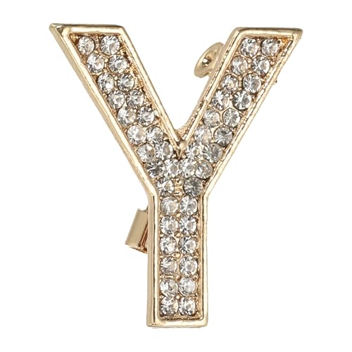PATIKIL Anfangsbuchstabe Brosche Nadel Buchstabe Y Strass Brosche Und Anstecknadel Für Damen Herren Als Schmuck Geschenk Basteln Kleidung Gold von PATIKIL