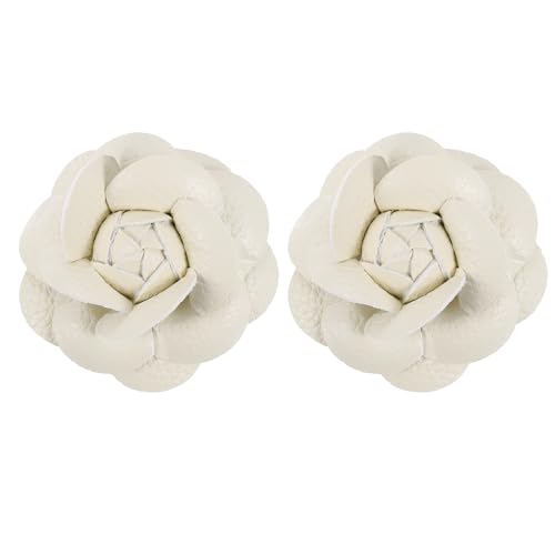 PATIKIL Blumen Haarspangen, 2er Pack Kamelien Haarnadeln Blumen Broschen Pin Handgefertigte Lederblumen Brosche für Damen Braut Frauen Hut Kleid Hemd, Beige PATIKIL Blumen Haarspangen, 2er Pack Kamelien Haarnadeln Blumen Broschen Pin Handgefertigte Lederblumen Brosche für Damen Braut Frauen Hut Kleid Hemd, Beige von PATIKIL