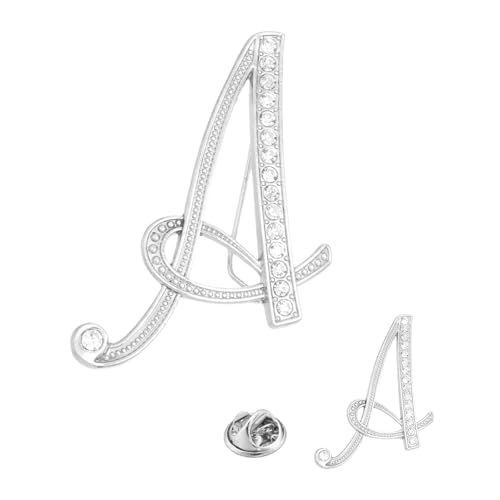 PATIKIL Brief Brosche Pins, 2 Größen Buchstaben A Strass Perle Broschen Set Metall Kristall Alphabet A-Z Reversnadel für Damen Schmuck Geschenk Anzug Kleidung Hut Kleid Mantel, Silberton von PATIKIL