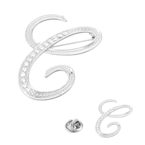 PATIKIL Brief Brosche Pins, 2 Größen Buchstaben C Strass Perle Broschen Set Metall Kristall Alphabet A-Z Reversnadel für Damen Schmuck Geschenk Anzug Kleidung Hut Kleid Mantel, Silberton von PATIKIL
