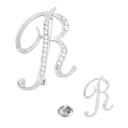 PATIKIL Brief Brosche Pins, 2 Größen Buchstaben R Strass Perle Broschen Set Metall Kristall Alphabet A-Z Reversnadel für Damen Schmuck Geschenk Anzug Kleidung Hut Kleid Mantel, Silberton PATIKIL Brief Brosche Pins, 2 Größen Buchstaben R Strass Perle Broschen Set Metall Kristall Alphabet A-Z Reversnadel für Damen Schmuck Geschenk Anzug Kleidung Hut Kleid Mantel, Silberton von PATIKIL