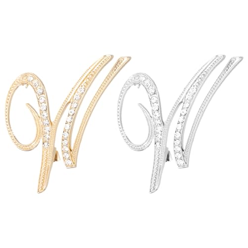 PATIKIL Brief Brosche Pins, 2 Stück Buchstaben W Strass Perle Broschen Set Metall Kristall Alphabet A-Z Reversnadel für Damen Schmuck Geschenk Anzug Kleidung Hut Kleid, Gold Silber von PATIKIL