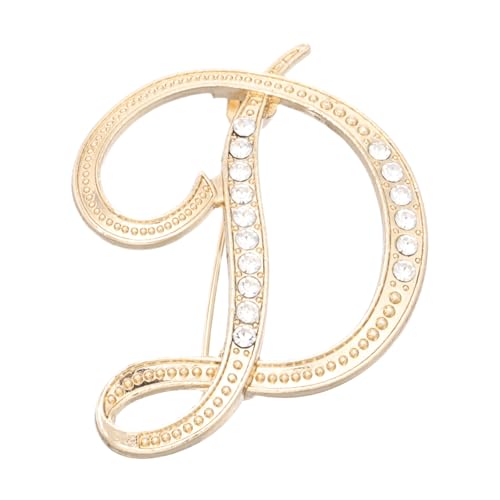 PATIKIL Brief Brosche Pins, Buchstaben D Strass Perle Broschen Set Metall Kristall Alphabet A-Z Reversnadel für Damen Schmuck Geschenk Anzug Kleidung Hut Kleid Mantel Handwerk, Goldton von PATIKIL