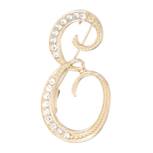 PATIKIL Brief Brosche Pins, Buchstaben E Strass Perle Broschen Set Metall Kristall Alphabet A-Z Reversnadel für Damen Schmuck Geschenk Anzug Kleidung Hut Kleid Mantel Handwerk, Goldton von PATIKIL