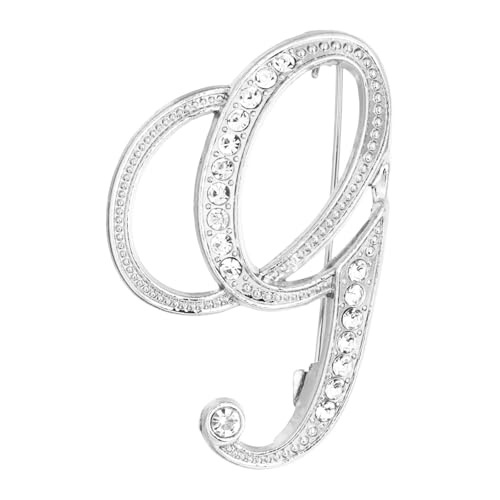 PATIKIL Brief Brosche Pins, Buchstaben G Strass Perle Broschen Set Metall Kristall Alphabet A-Z Reversnadel für Damen Schmuck Geschenk Anzug Kleidung Hut Kleid Mantel Handwerk, Silberton von PATIKIL